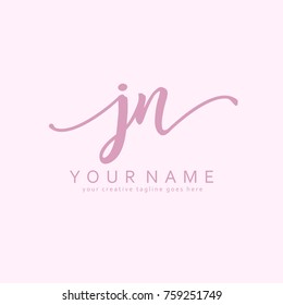 Handwriting J & N initial logo template vector