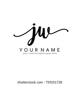 Handwriting J & W initial logo template vector
