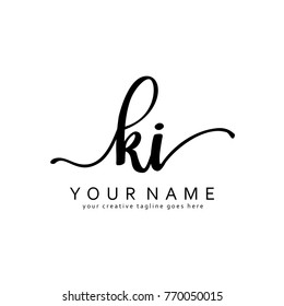 Handwriting K I initial logo template vector