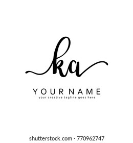 Handwriting K & A initial logo template vector