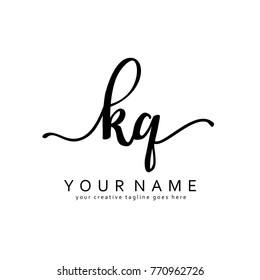 Handwriting K & Q initial logo template vector