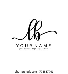 Handwriting L & B initial logo template vector