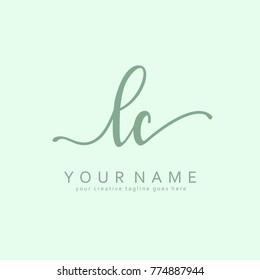 Handwriting L & C initial logo template vector