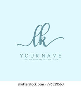 Handwriting L & K initial logo template vector