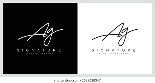 Handwriting Letter AG Logo Design.