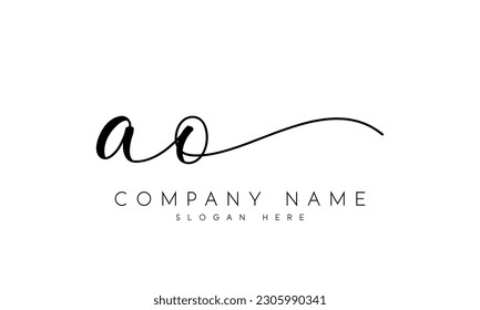 handwriting letter ao logo design vector