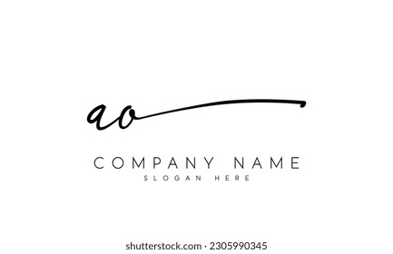 handwriting letter ao logo design vector