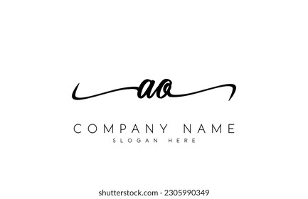 handwriting letter ao logo design vector