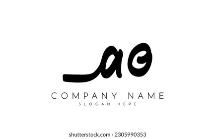 handwriting letter ao logo design vector