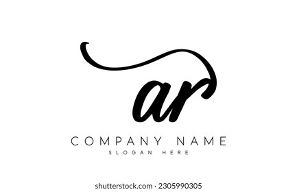 handwriting letter ar logo design vector