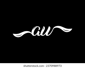 Handwriting letter au logo design. au logo design vector template in black background