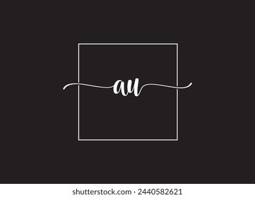 Handwriting letter au
 logo design on white background.