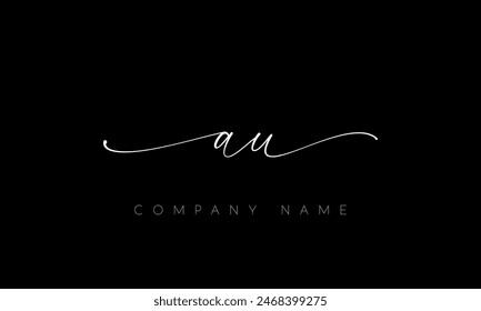 Handwriting Letter AU Logo Design. AU Logo Design For Business, Fashion, Branding, Signature