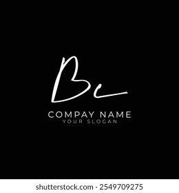 handwriting letter BC signature monogram logo design