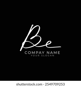 handwriting letter BE signature monogram logo design