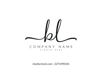 Handwriting letter bl logo design on white background.	
