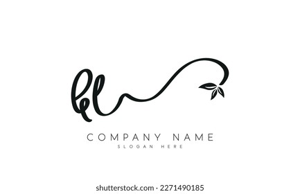 Handwriting letter bl logo design on white background.	
