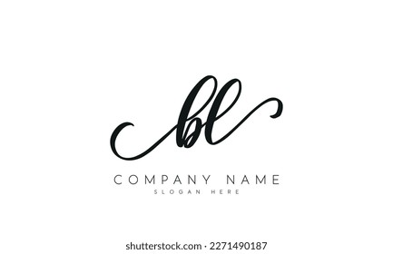 Handwriting letter bl logo design on white background.	
