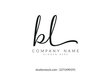 Handwriting letter bl logo design on white background.	
