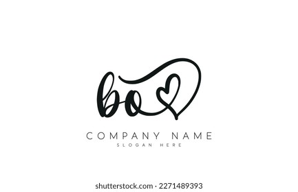 Handwriting letter bo logo design on white background.