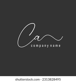 handwriting letter Ca. Initial Letter CA Logo monogram typography for business name. Vector logo inspiration