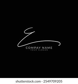 handwriting letter E signature monogram logo design