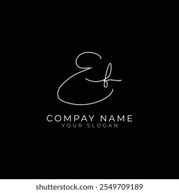 handwriting letter EF signature monogram logo design