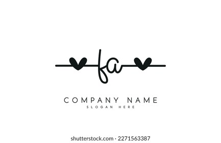 Diseño del logotipo de la letra fa de escritura a mano sobre fondo blanco.	