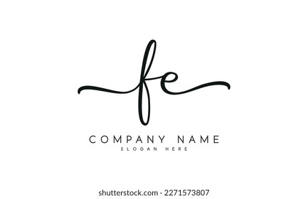 Handwriting letter fe logo design on white background.