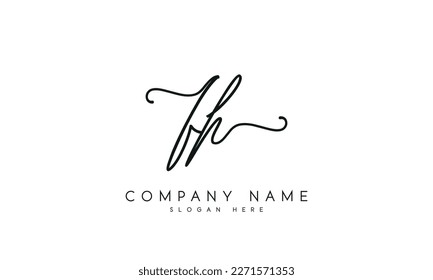 
Handwriting letter fh logo design on white background.	

