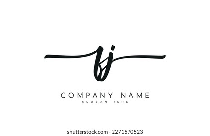 Handwriting letter fj logo design on white background.	

