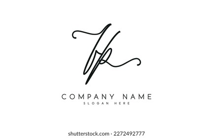 Handwriting letter fp logo design on white background.	

