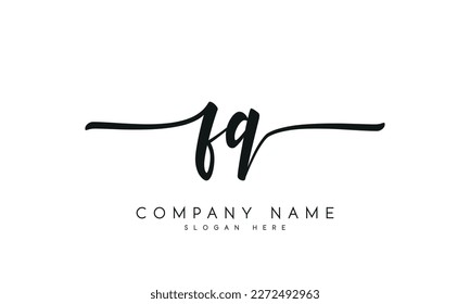 Handwriting letter fq logo design on white background.	
