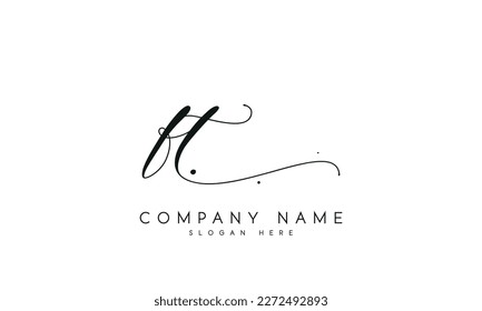 Handwriting letter ft logo design on white background.	