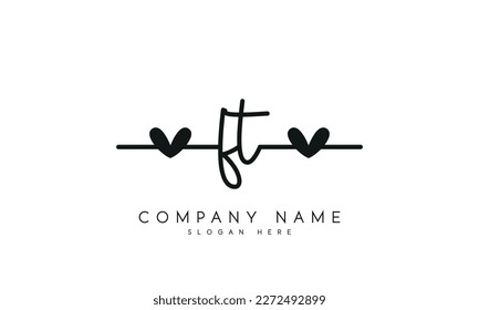 Diseño del logo ft de letra manuscrita sobre fondo blanco.	