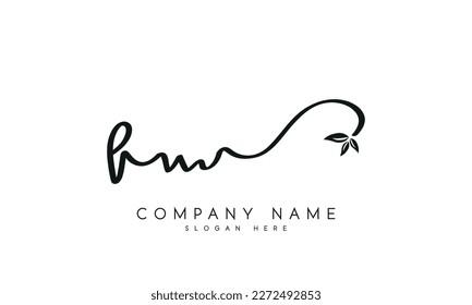 Handwriting letter fw logo design on white background.	