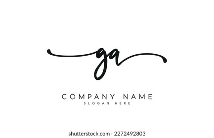 Handwriting letter ga logo design on white background.	
