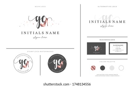 Handwriting letter GC G C Initial logo for High heel women shoes. Feminine branding for female footwear - Vector