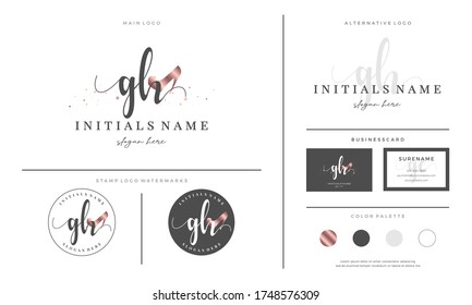 Handwriting letter GH G H Initial logo for High heel women shoes. Feminine branding for female footwear - Vector