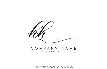 Handwriting letter hh logo design on white background.