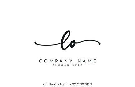 handwriting letter lo logo design in white background