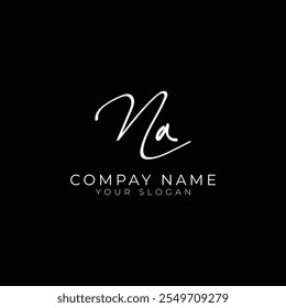 handwriting letter NA signature monogram logo design