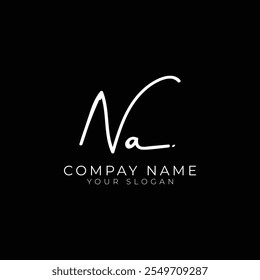 handwriting letter NA signature monogram logo design