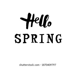 Handwriting lettering Hello Spring isolated on white background. Vector illustration.