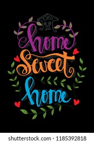 Handwriting lettering with Inspirational phrase Home sweet home. 