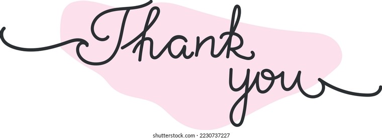 Handwriting. Lettering. Thank you. Hand drawn phrase isolated. Vector art