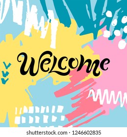 Handwriting Lettering Welcome Isolated On Hand Stock Vector (Royalty ...