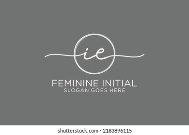 IE handwriting logo with circle template vector logo of initial signature, wedding, fashion, floral and botanical with creative template.