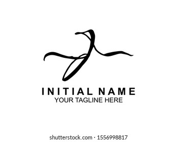 handwriting logo of initial signature. elegant logo design template. Letter Type J. vector illustration