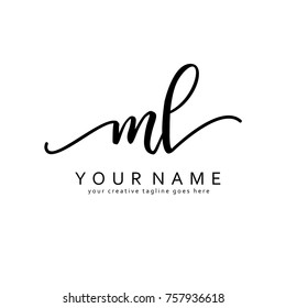 Handwriting M L Initial Logo Template Stock Vector (Royalty Free ...